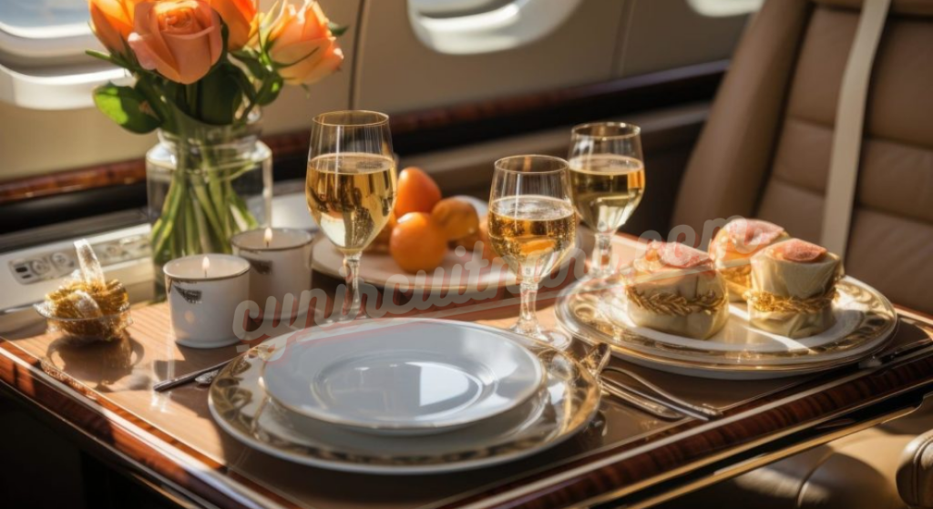 In-flight private jet catering